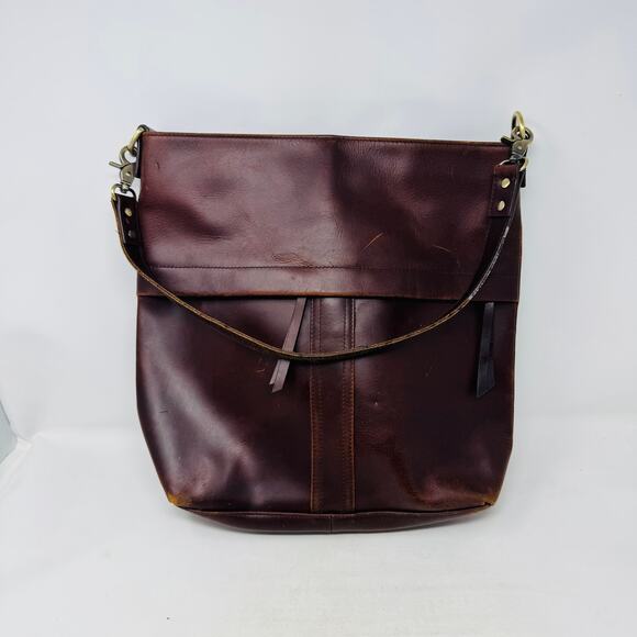 Vintage Brown Leather Shoulder Bag Large Slouchy Tote Satchel Unbranded - Picture 14 of 14